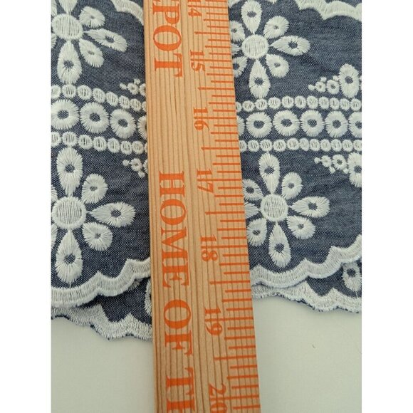 NEW Talbots Chambray Floral Embroidered Skirt Womens Size 4 Blue Cotton A Line - Picture 10 of 10